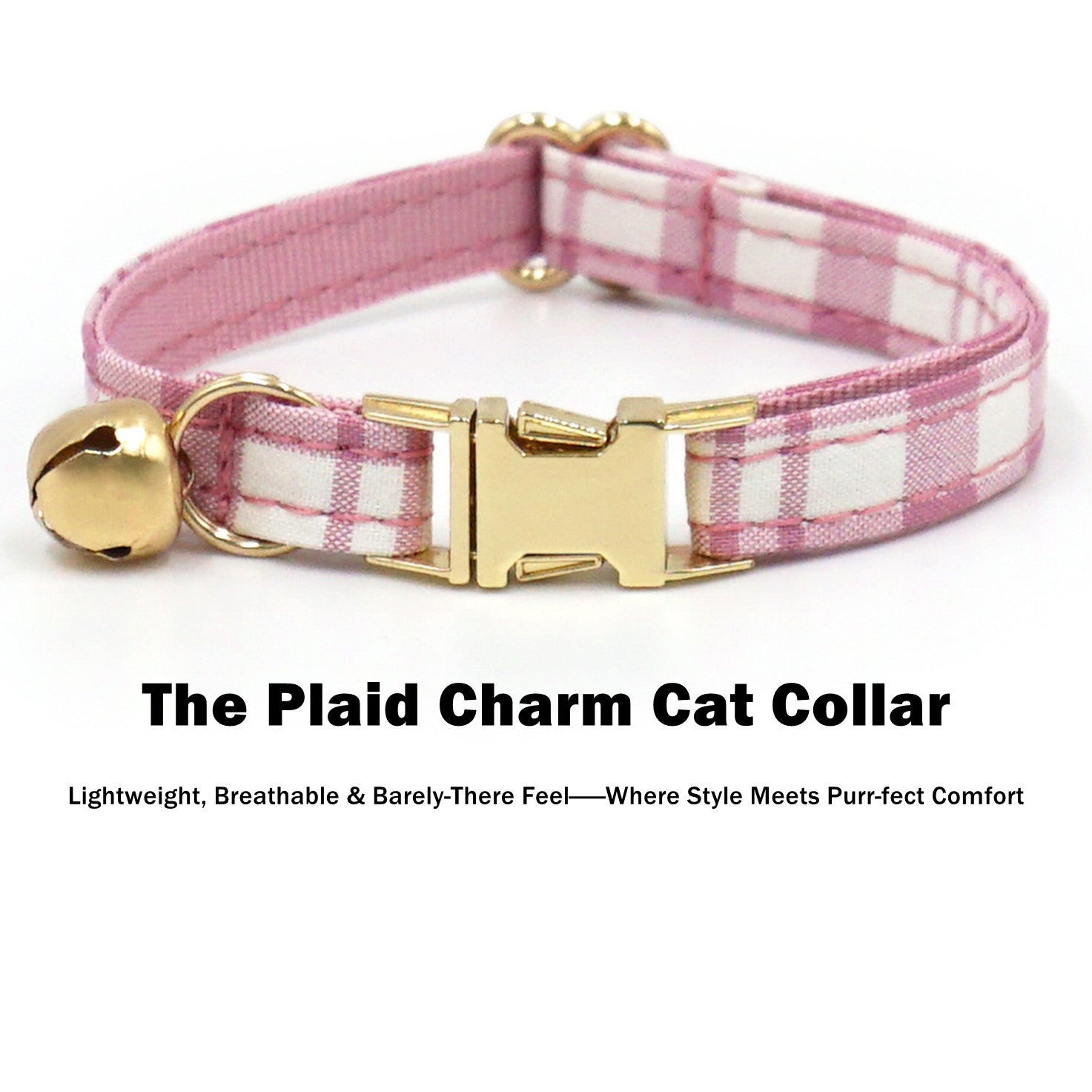 The Plaid Charm Cat Collar & Leash Set: Style, Safety & Purr-fect Comfort/Pink