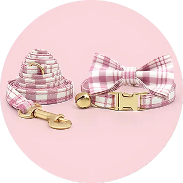 The Plaid Charm Cat Collar & Leash Set: Style, Safety & Purr-fect Comfort/Pink