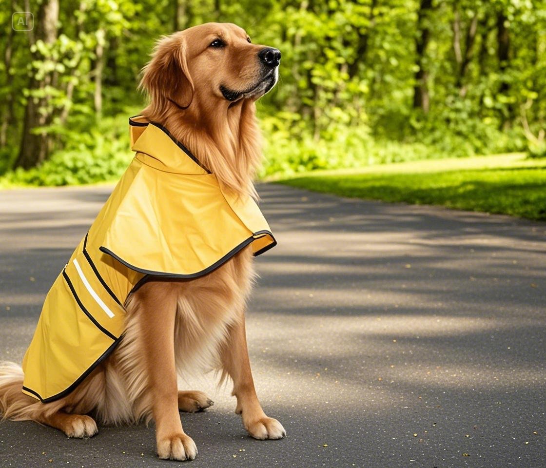 Pet Raincoat With Harness Opening & Reflective Strip