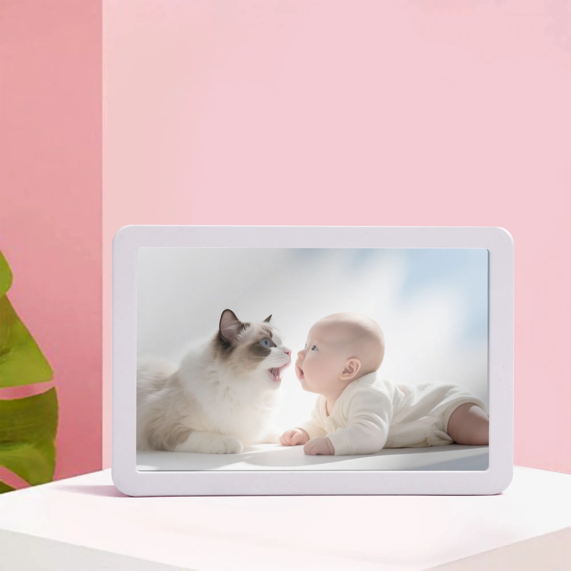 Light Up Your Memories in Style – Personalized LED Mirror Photo Frame(Horizontal White)