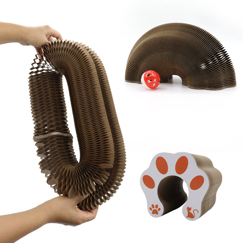 Magic Accordion Cat Scratching Board--Multi Functions Cat Ball Adventure Toy