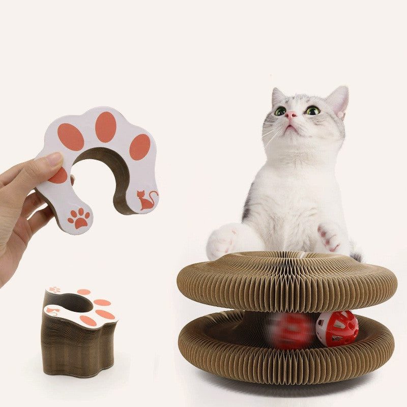 Magic Accordion Cat Scratching Board--Multi Functions Cat Ball Adventure Toy
