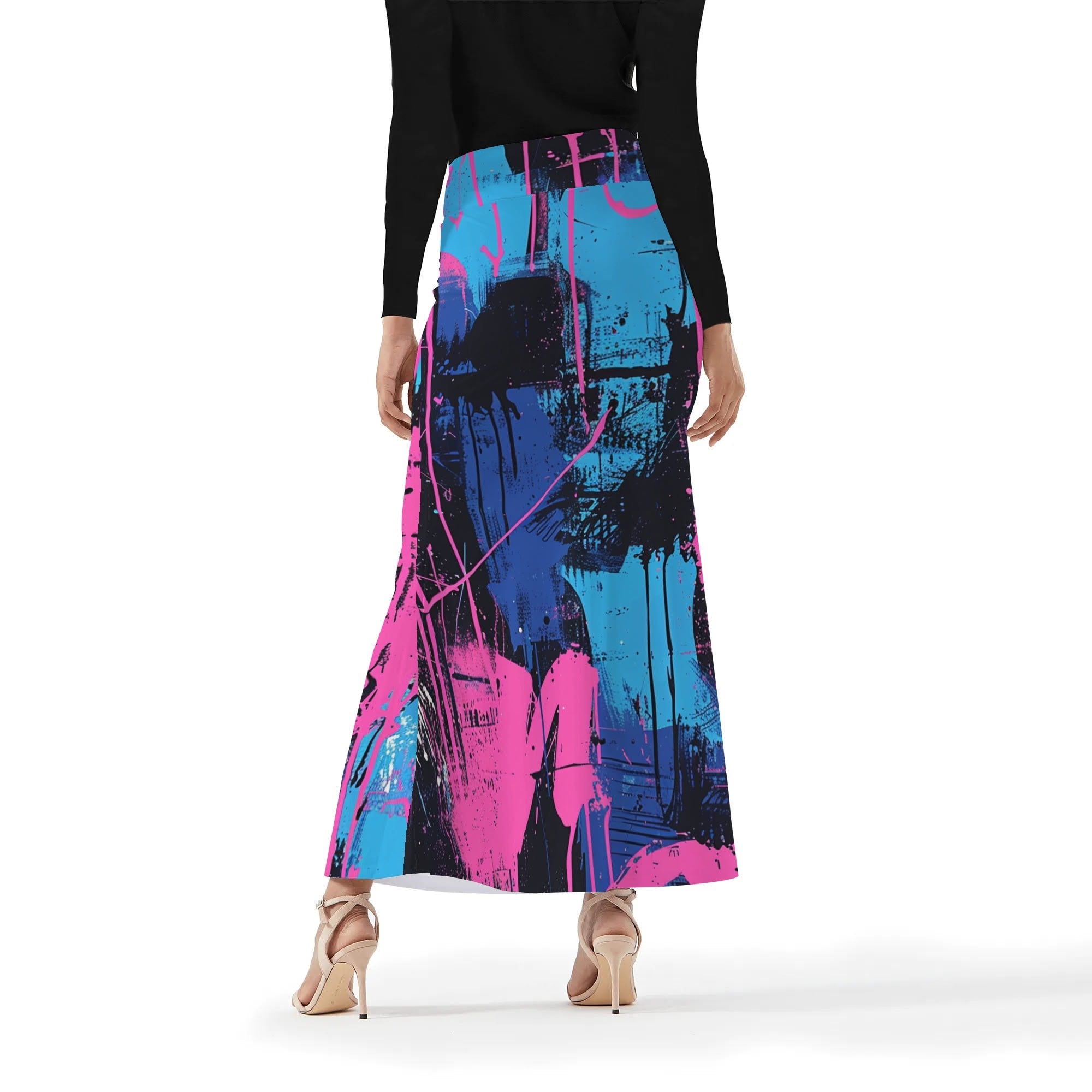 Custom Full-Print  high-waisted Maxi Skirt--POD Design Skirt