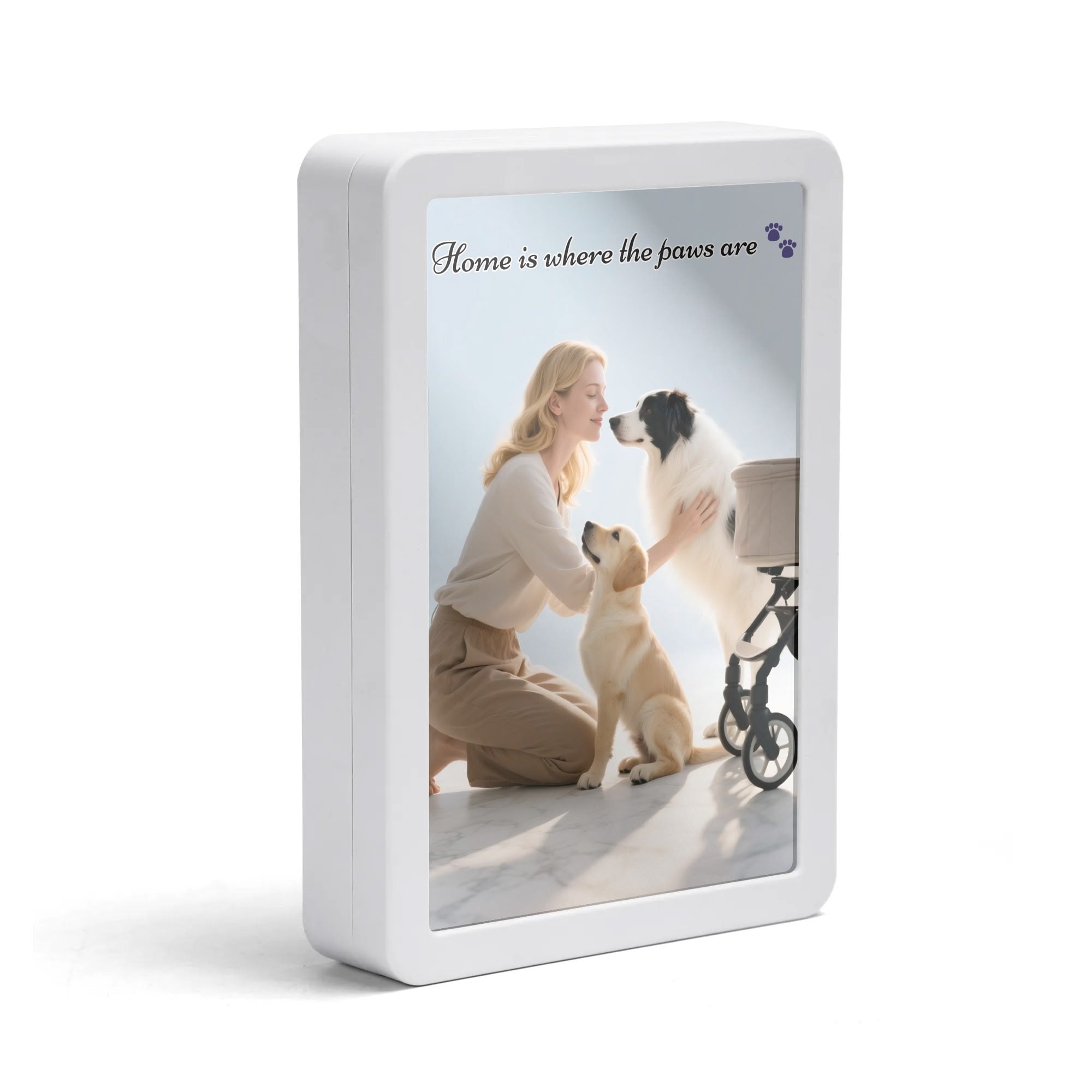 Illuminate Your Memories in Style – Personalized LED Mirror Photo Frame (Vertical White)