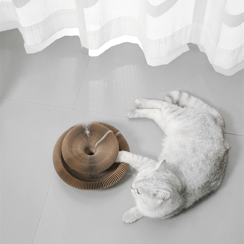 Magic Accordion Cat Scratching Board--Multi Functions Cat Ball Adventure Toy