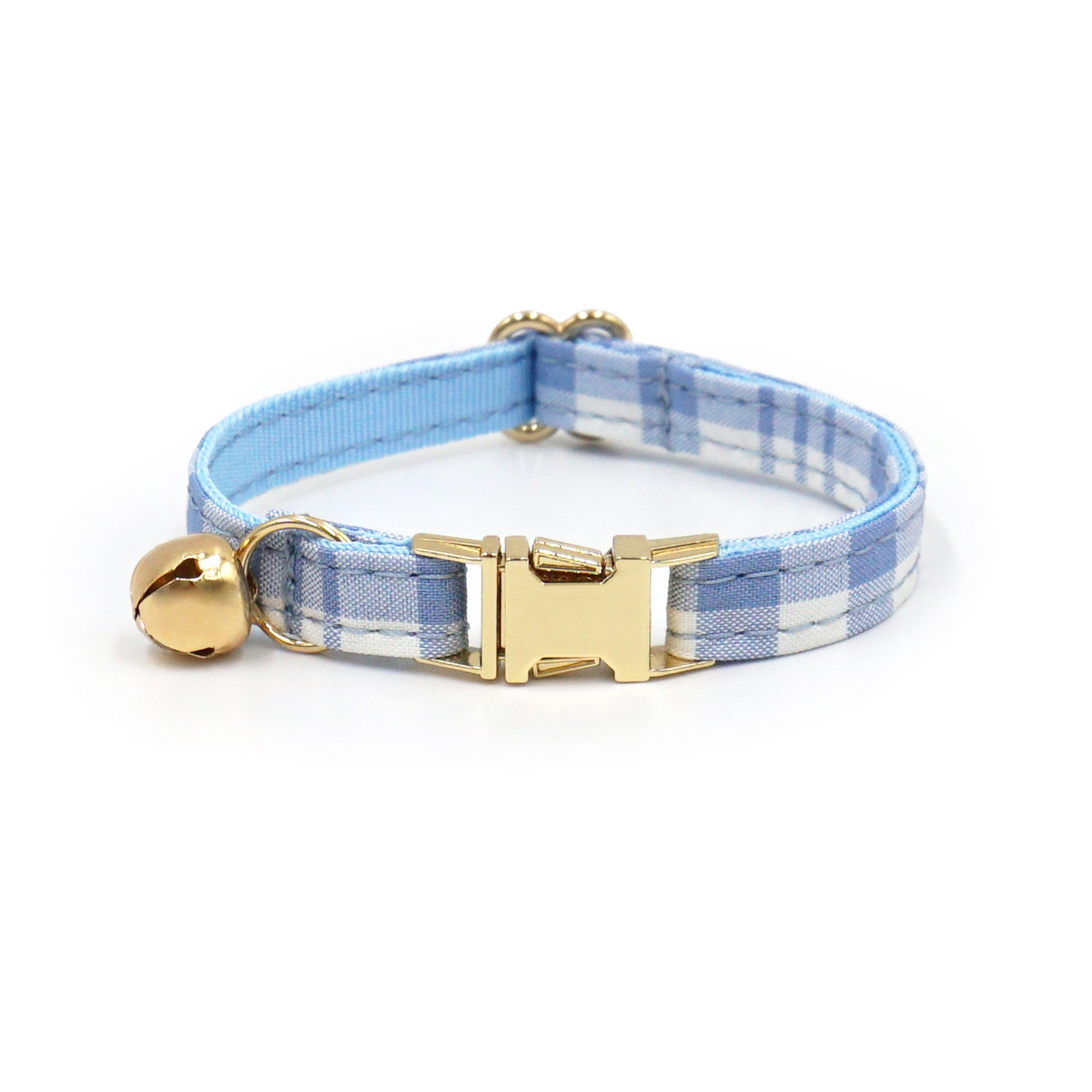 The Plaid Charm Cat Collar & Leash Set: Style, Safety & Purr-fect Comfort/Blue