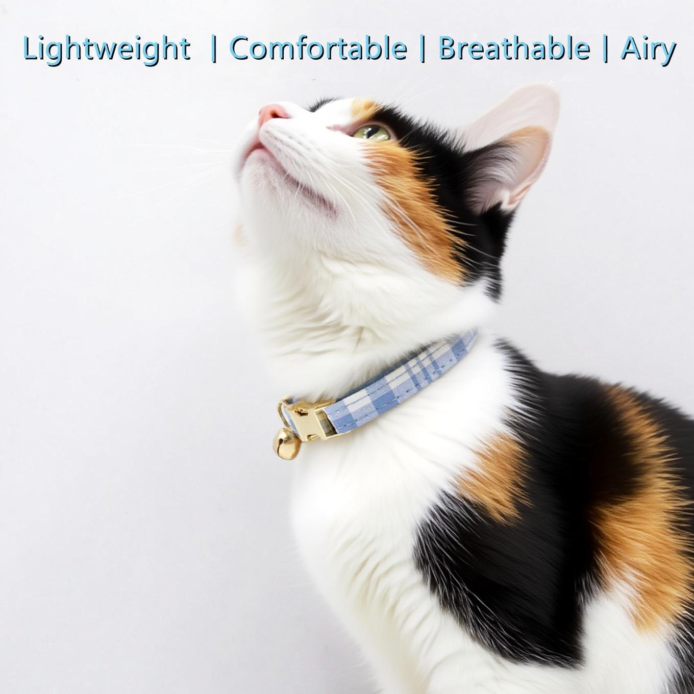 The Plaid Charm Cat Collar & Leash Set: Style, Safety & Purr-fect Comfort/Blue