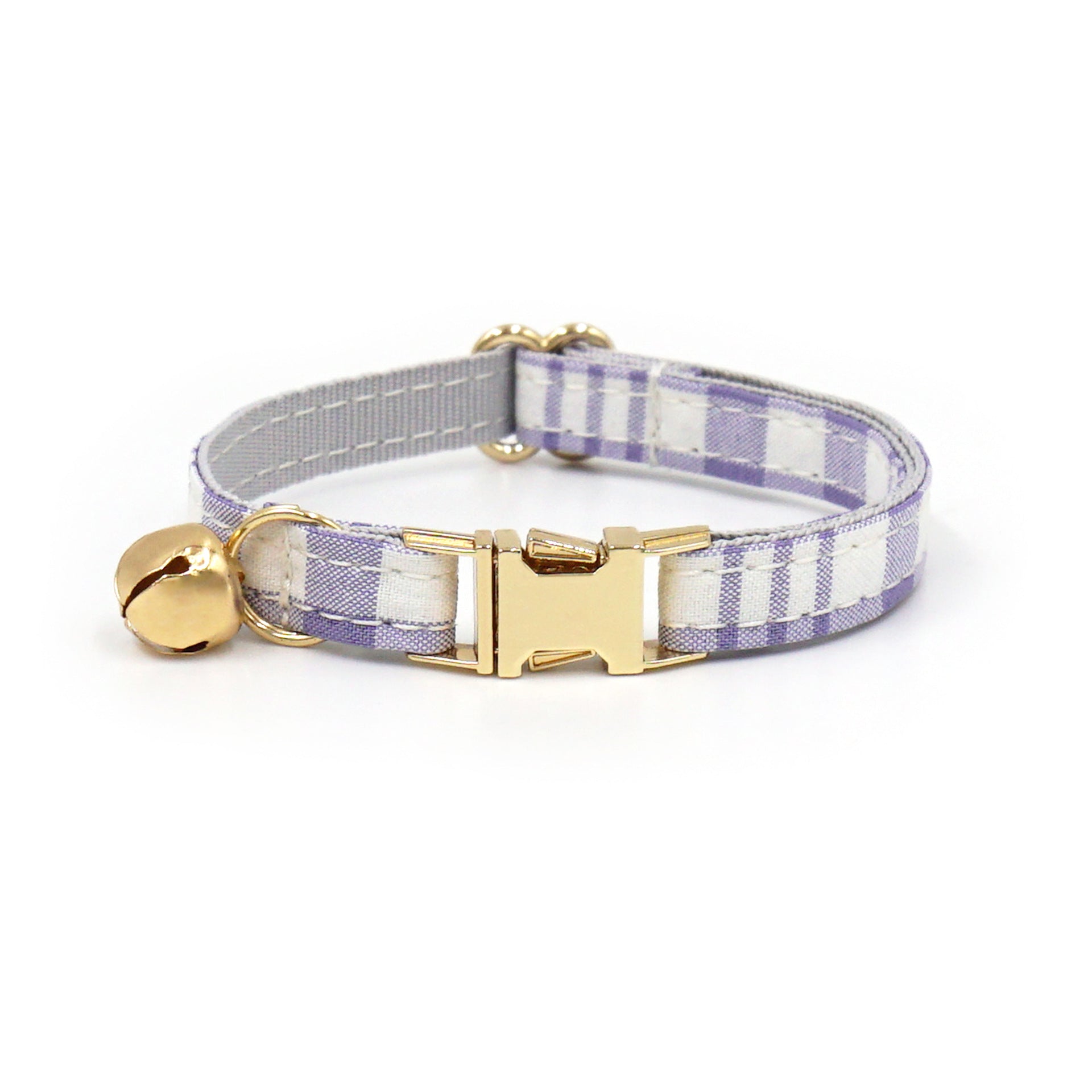The Plaid Charm Cat Collar & Leash Set: Style, Safety & Purr-fect Comfort/Purple